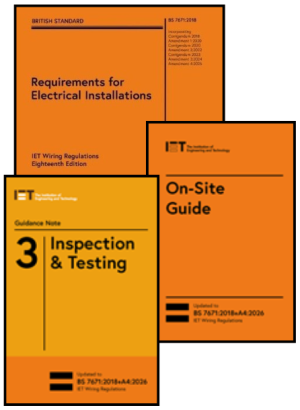 18th Edition Book Bundle (Wiring Regulations, Guidance Note 3 and On-Site Guide)+A4:2026